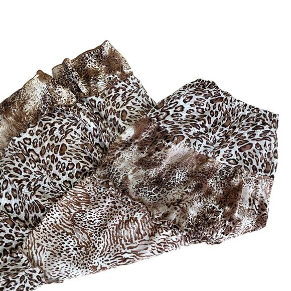 Vintage Y2K Brown Animal Print Tiered Maxi Skirt Petite XL - Picture 7 of 9